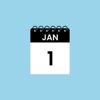 January 1 calendar reminder. 1st January Date Month calendar icon design template. vector