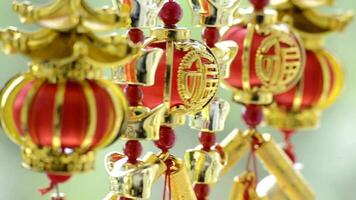 Beautiful Chinese New Year lanterns and decoration with Chinese word meaning Good Fortune and Blessing video