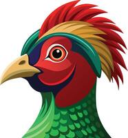 A pheasant head art colorful illustration design on a wildlife animal vector