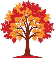 Colorful Maple tree art illustration and colorful graphics design vector