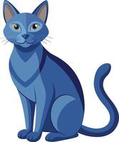 Russian blue cat art illustration and colorful graphics logo design vector