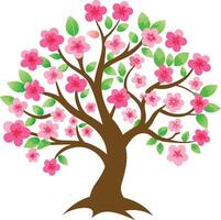 A Cherry blossom tree and green art illustration and colorful graphics design vector