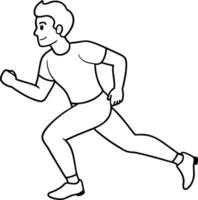 A Man Runner Continuous One Line Drawing. Running Abstract Minimal Drawing. Man Run Sport Illustration. flat doodle muslim, play, sport, football, competition, goal, ball. Isolated image hand draw. vector