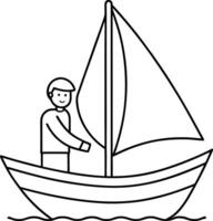Sailboat line art and outline design vector