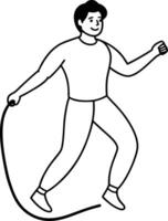 Skipping rope line art and outline design vector