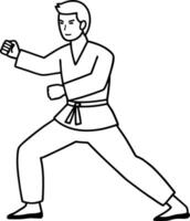 karateka fighter outline and illustration design vector
