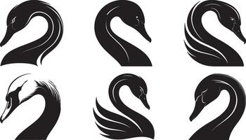 The animal of Swan Head silhouette illustration design, Icon and logo using black color. vector