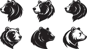 The animal of Bear Head silhouette illustration design, icon and logo using black color. vector