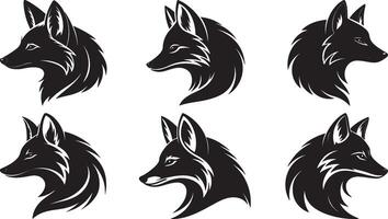 The animal of Arctic Fox Head silhouette illustration design, Icon and logo using black color vector