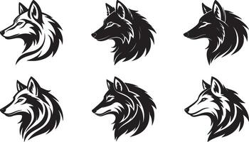 The animal of Wolf Head silhouette illustration design, icon and logo using black color. vector