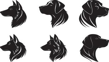 The animal of Dog Head silhouette illustration design, icon and logo using black color. vector