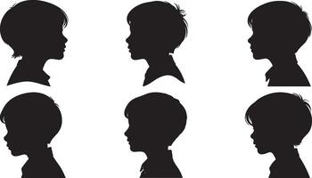 Boy head silhouette bundle art illustration design using black color vector