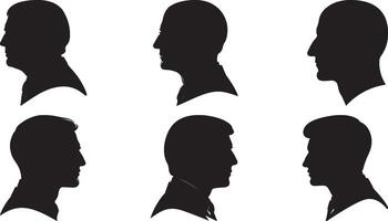 Man head silhouette bundle art illustration design using black color vector