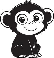 A cute kawaii chimpanzee silhouette and illustration design vector
