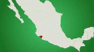 Colima State Mexico 3D Animation Highlighted Map with Geographic Features video