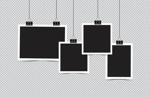 Different shapes photo frames on yetransparent background vector