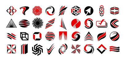 Set of digital technology abstract logo branding vector