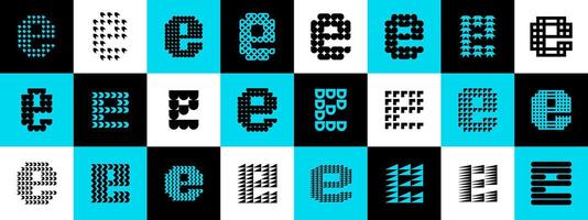 Dynamic technology lowercase letter E logo set vector