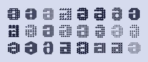 Luxury abstract stripe lowercase letter A logo set vector