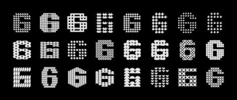 Set of detail abstract number 6 logo design vector