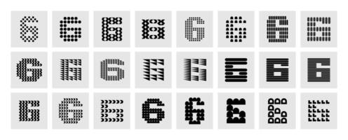 Technology line abstract number 6 logo brand set vector