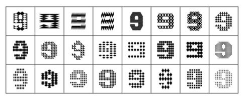 Abstract company number 9 logo set vector