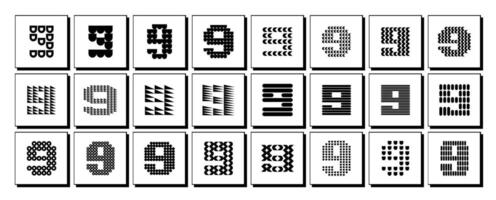 Set of decorative abstract number 9 logo design vector