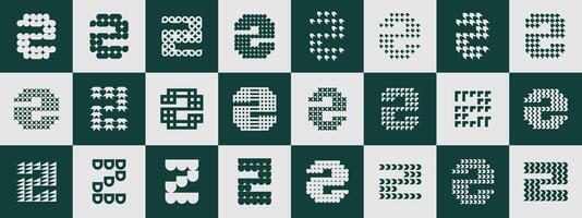 Geometric abstract letter Z logo, number 2 bundle vector