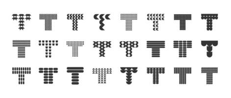Modern decorative letter T logo graphic set vector