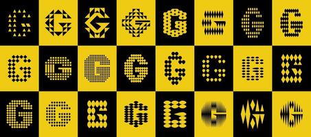 Set of geometric abstract initial letter G logo vector
