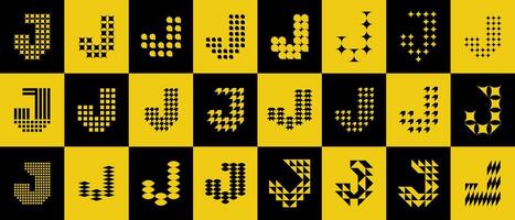 Flat line abstract initial J letter logo set vector