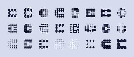 Elegant flat line abstract letter C logo set vector