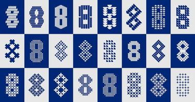 Flat abstract shape number 8 logo symbol set vector