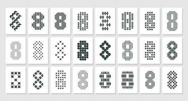 Luxury geometric abstract number 8 logo icon set vector