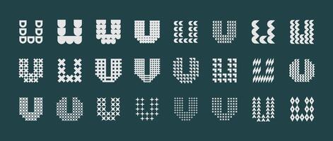 Set of flat abstract shape letter U logo design vector