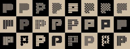 Elegant abstract shape letter P logo design set vector