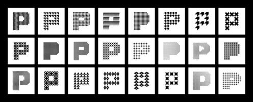 Modern ornate abstract letter P logo design set vector