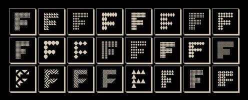 Set of abstract shape letter F logo template vector
