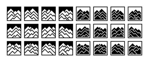 Simple line mountain peak square logo bundle vector