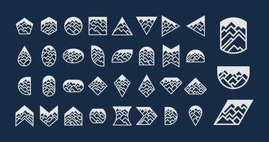 Flat basic shape mountain logo icon set vector