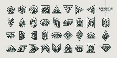 Set of basic shape mountain peak logo design vector