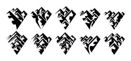 Silhouette of triangle mountain logo design set vector