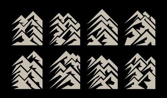 Luxury abstract mountain range square logo set vector