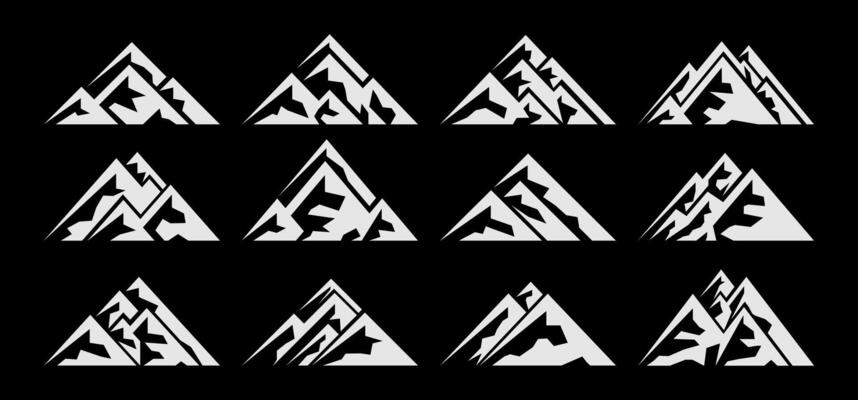 Simple flat mountain logo design set