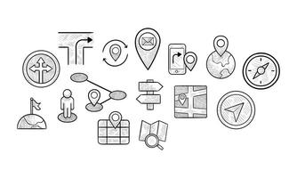 navigation handdrawn collection vector