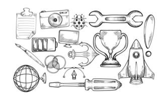 web development handdrawn collection vector