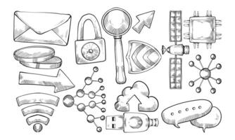 Database and Storage handdrawn collection vector