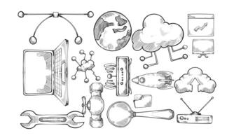 Web Hosting handdrawn collection vector