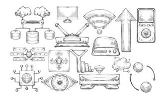 Network Architecture handdrawn collection vector
