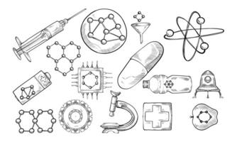 Nanotechnology handdrawn collection vector